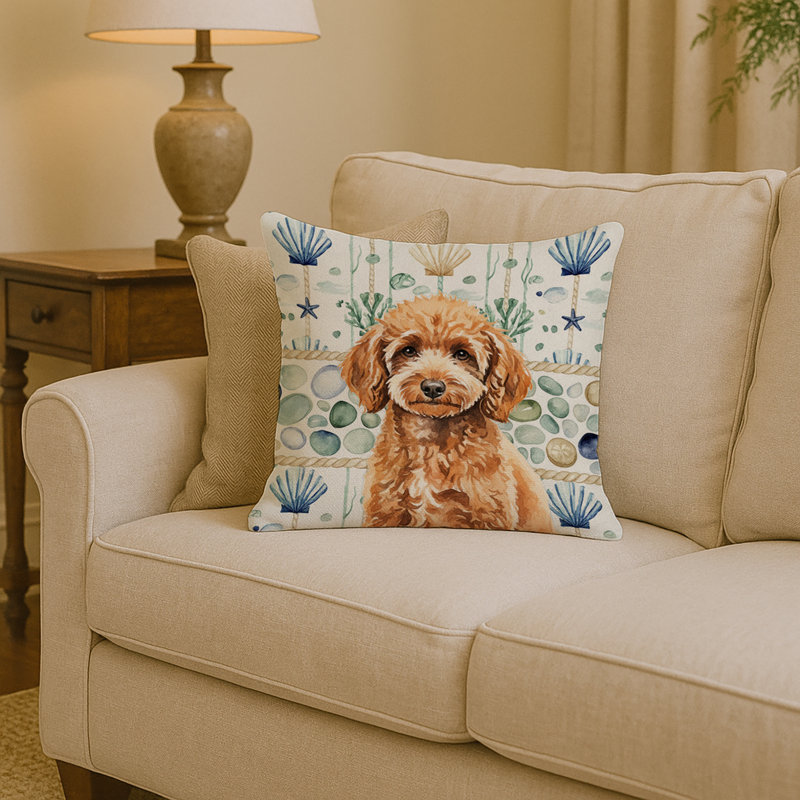 Coussin Miniature, Caniche miniature abricot, Carré 14 po