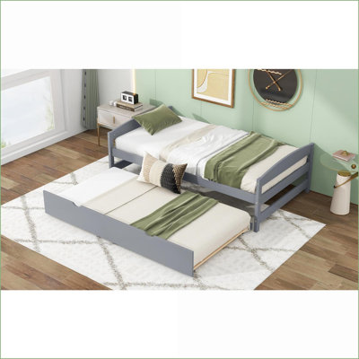 Lit plateforme simple en bois de pin avec lit gigogne - Aucun sommier nécessaire pour la chambre d'amis