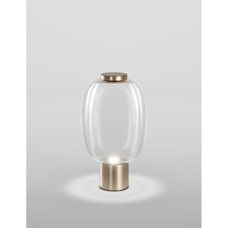 Riflesso Table Lamp 1 Amber Transparent Matt Gold 3 L3405 Ul, 18" H x 11" W x 11" D, Crystal Transparent, 3000 Kelvins