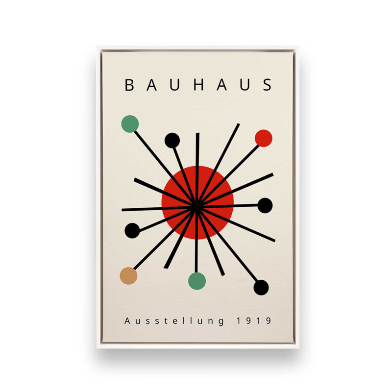 «Bold Bauhaus Burst», reproduction sur toile, H 48,75 po x l 32,75 po, Cadre flottant blanc