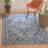 Attalia Oriental Handmade Tufted Navy/Light Gray Area Rug-1092328140