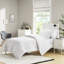 Édredon 3 pièces double / grand - blanc, rembourrage doux, lavable à la machine et aspect avec 2 taies décoratives, rembourrage confortable de 350 g / m²