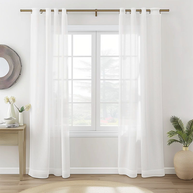 Paire de rideaux transparents avec œillets Diyon, Blanc, L 54 po x L 72 po