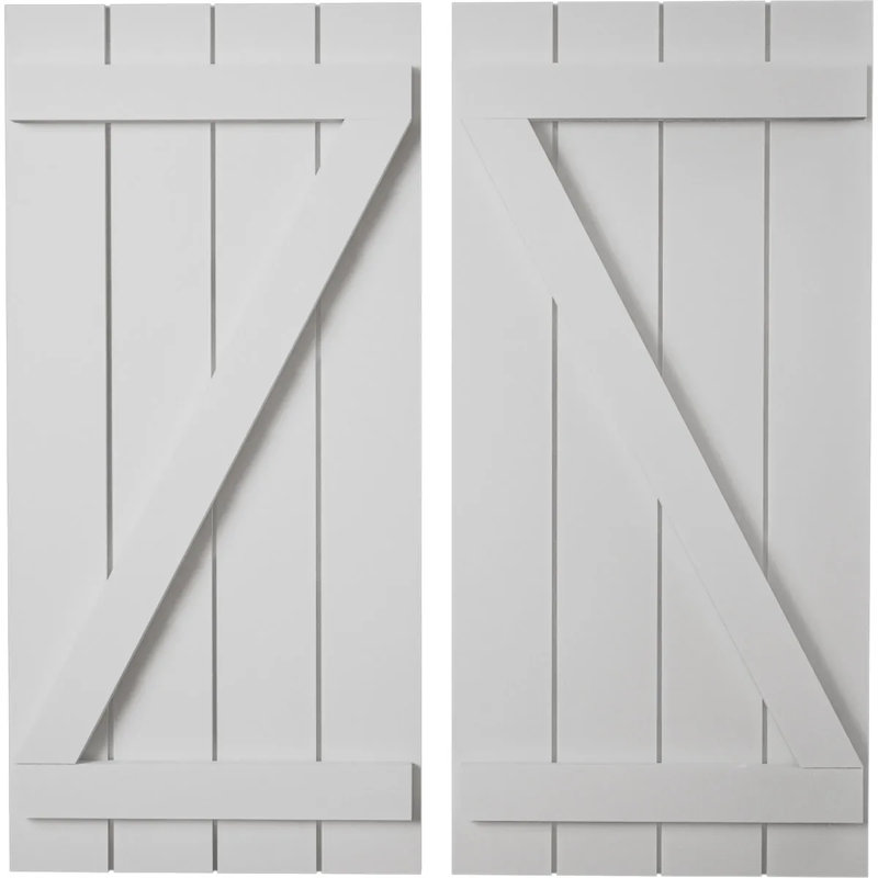 Volets rustiques en bois à quatre planches, H 24 po x l 22 po x P 1 po, Texture lisse / brun clair apprêté, 22"