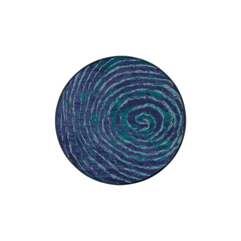 Tapis gris soyeux et moelleux, Rond 6 pi