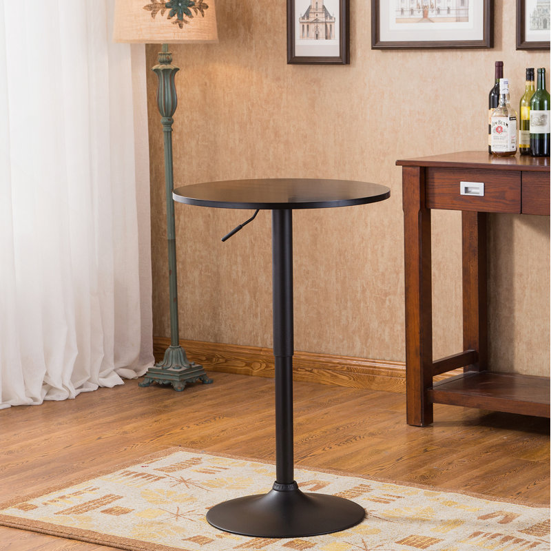 Hauteur réglable avec pieds noirs et table de bar en métal, Noir, Noir
