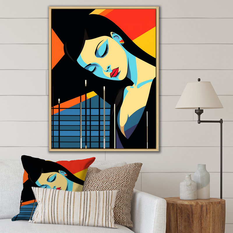 Pop Art Nightlifa Diva - impression, Cadre naturel flottant, H 44 po x l 34 po x P 1,5 po