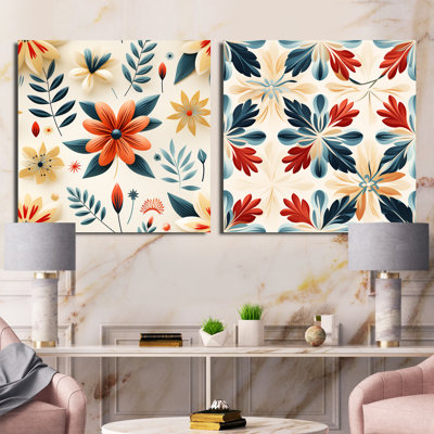 Halvorson - Ensemble de 2 collages carrés botaniques abstraits