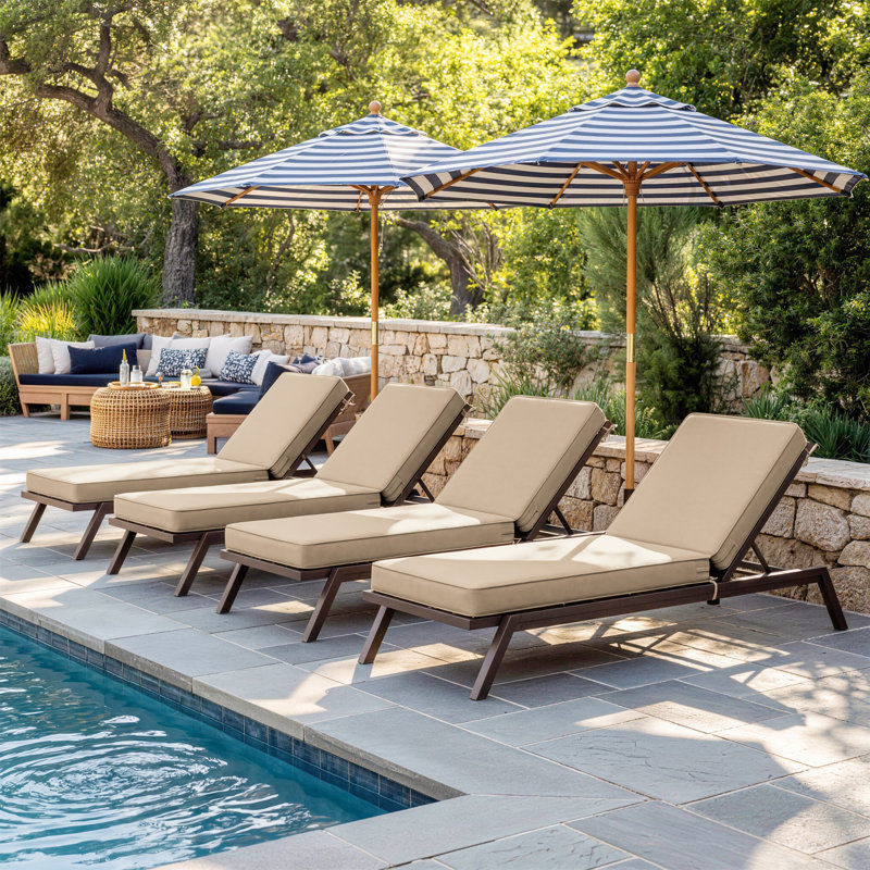 Outdoor 4'' Chaise Lounge Cushions Lounge Chair Cushions 26" W X 80" L, Sand, 2, 26" W x 80" D