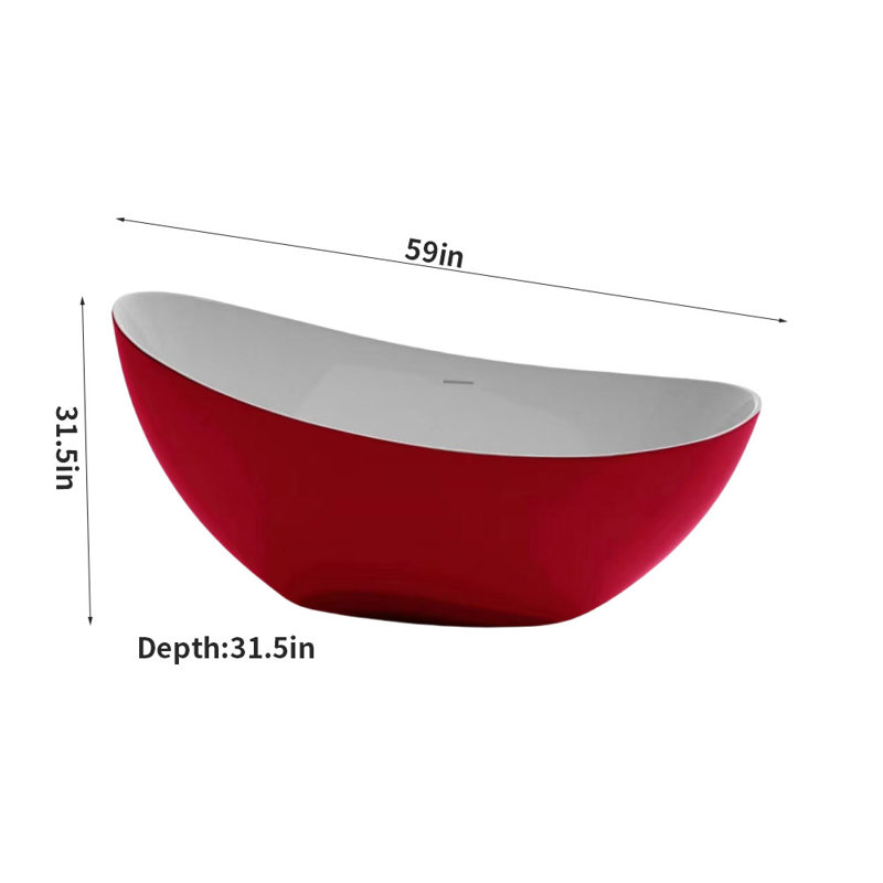 Ensemble de baignoire et douche H 59,5 po x H 31,5 po, Rouge