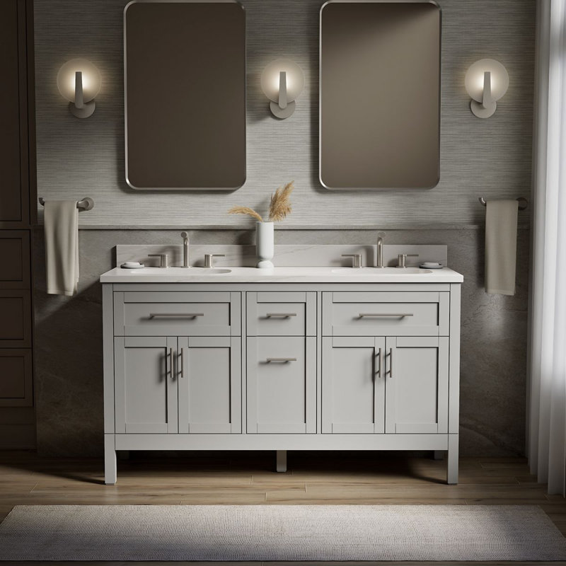 Hadron 61" Single Bathroom Vanity Set, Atmos Grey, Atmos Gray