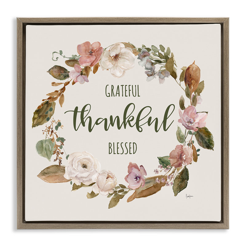 Cadre flottant élégant avec couronne de gratitude, design par Livi Finn, H 25 po x l 25 po, Cadre flottant orme Montalcino