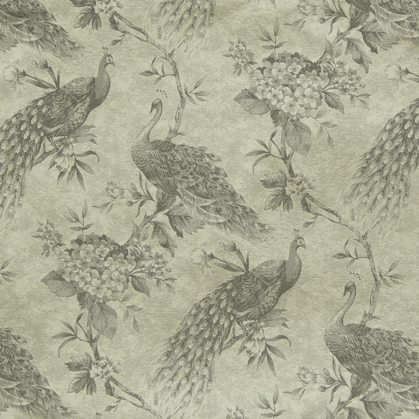 Serafina Peacock Jacquard Curtain in Grey, Inverted Pleat, Blackout, 33" W x 120" L