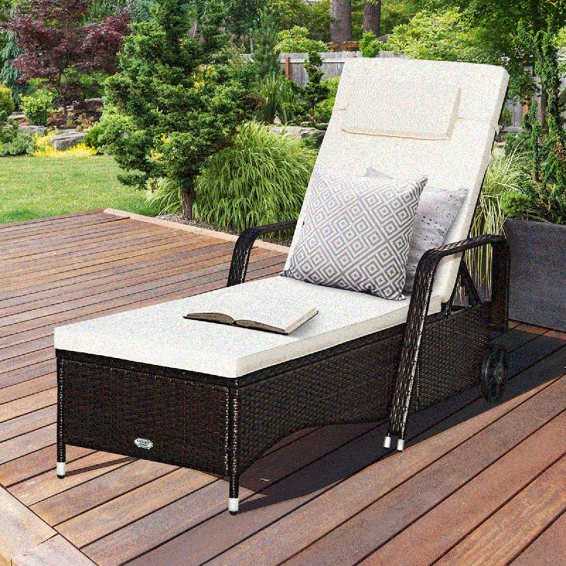 Chaise longue inclinable avec coussin Sanstead, Crème