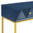 Modern console table with two storage drawers & stripe design, sleek entryway sofa table for living room & hallway, navy