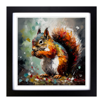 Squirrel Palette Knife Painting - Framed Print