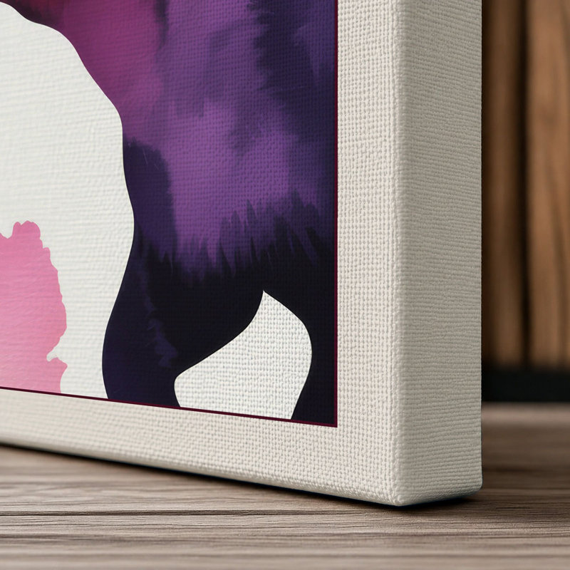 Elephants in Conversation Boho - Wrapped Canvas, 36x24 - 91.4 x 61.0 cm, Cream Border