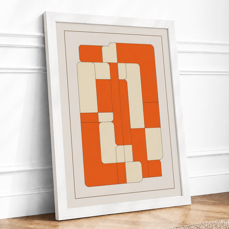 Burnt Orange Tessellation Geometric - Print, A1 - 84.1 x 59.4 cm, White