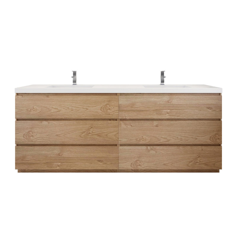 Ensemble de meuble-lavabo double 84 po Ferrari, Chêne de la Nouvelle-Angleterre