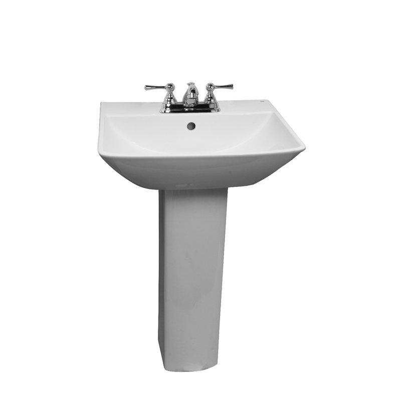 Lavabo de salle de bain rectangulaire sur pied en porcelaine vitreuse avec trop-plein Summit 27,5 po Summit, 4" Centres