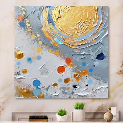 " Teal White And Gold Abstract Combat I "