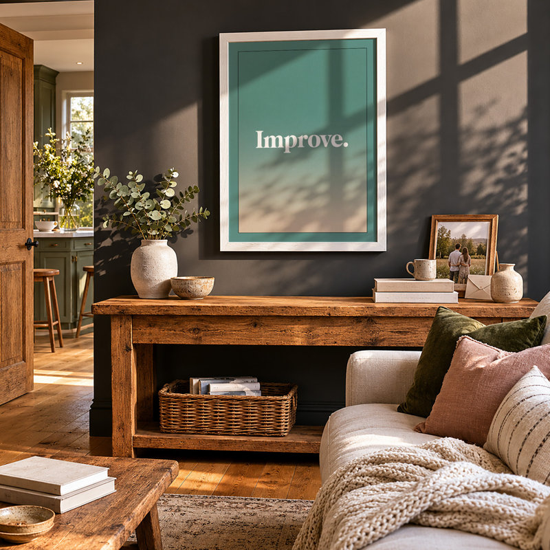 Improve Minimalist - Framed Print, A4 - 29.7 x 21.0 cm, White