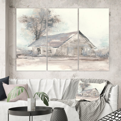 Farmhouse Barn Gray III - ensemble de 3 reproductions d'art sur toile tendue