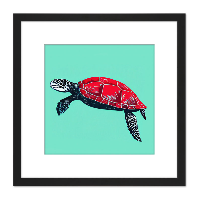 Loggerhead Sea Turtle Red Shell Watercolour - Single Picture Frame Painting