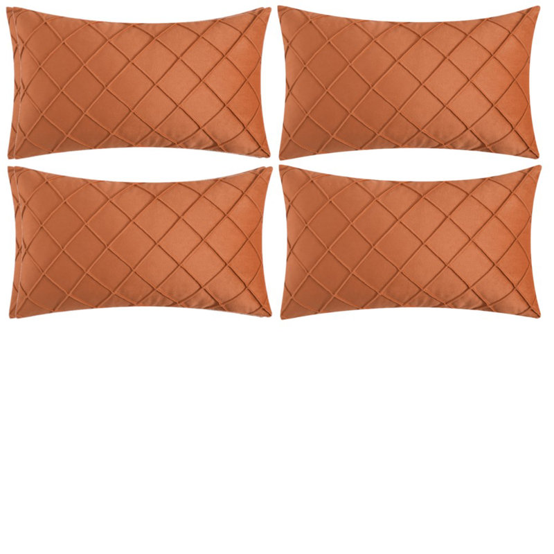 HCN_Set de 4 coussins décoratifs en velours, Orange