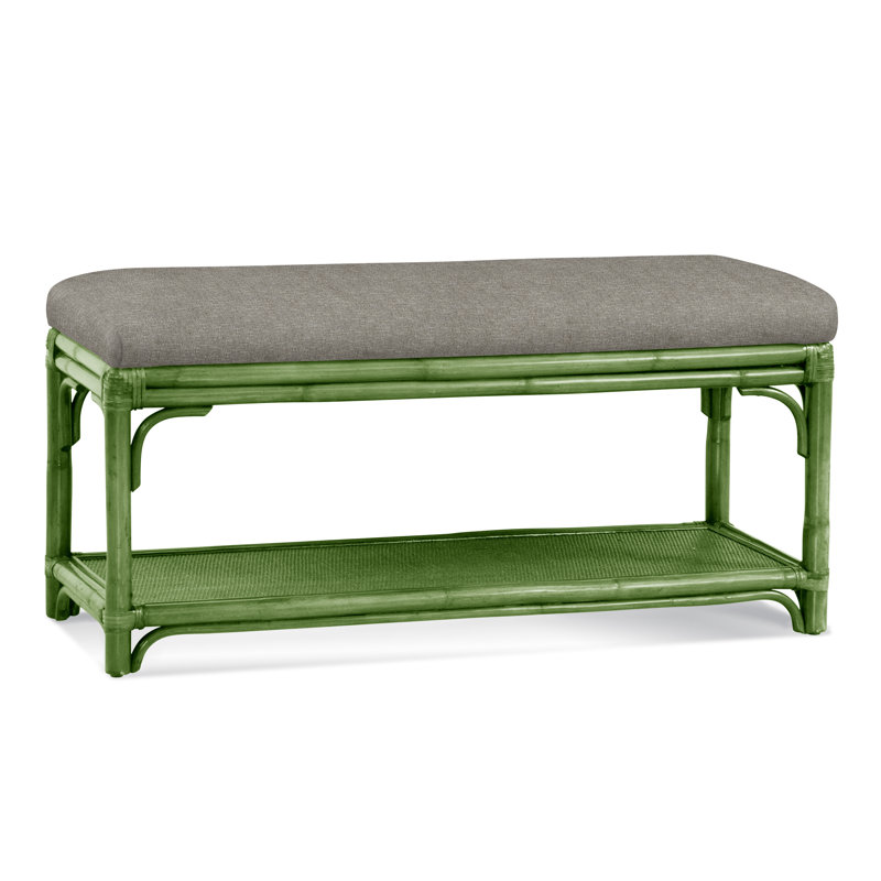 Summer Retreat Wicker Shelf Storage Bench, Java, Basic Grey; 0317-83