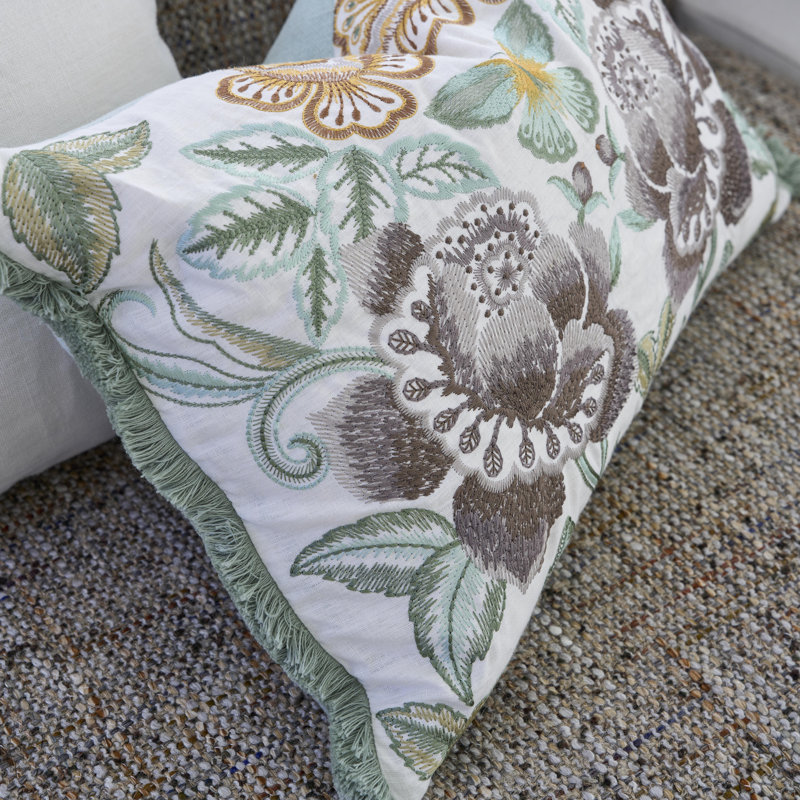 Isabella Embroidered Decorative Pillow, Cameo Floral