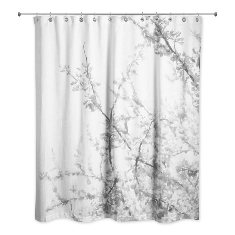 Ester Floral Shower Curtain, Gray