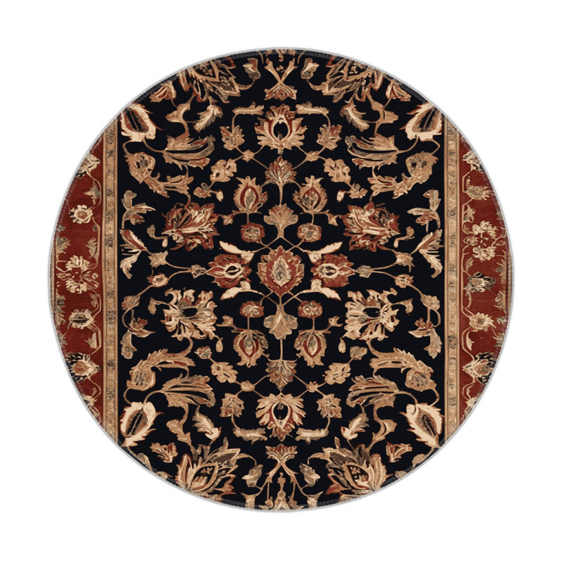 Persian Brown Indoor and Outdoor Area Rug, Round 5'