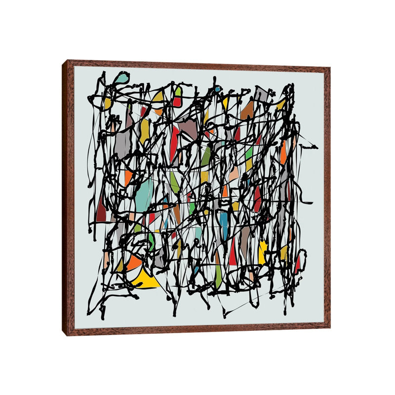 Pollock Wink II by Angel Estevez - Print on Canvas, 93.98cm H x 93.98cm W x 3.81cm D, Classic Brown Wood Framed