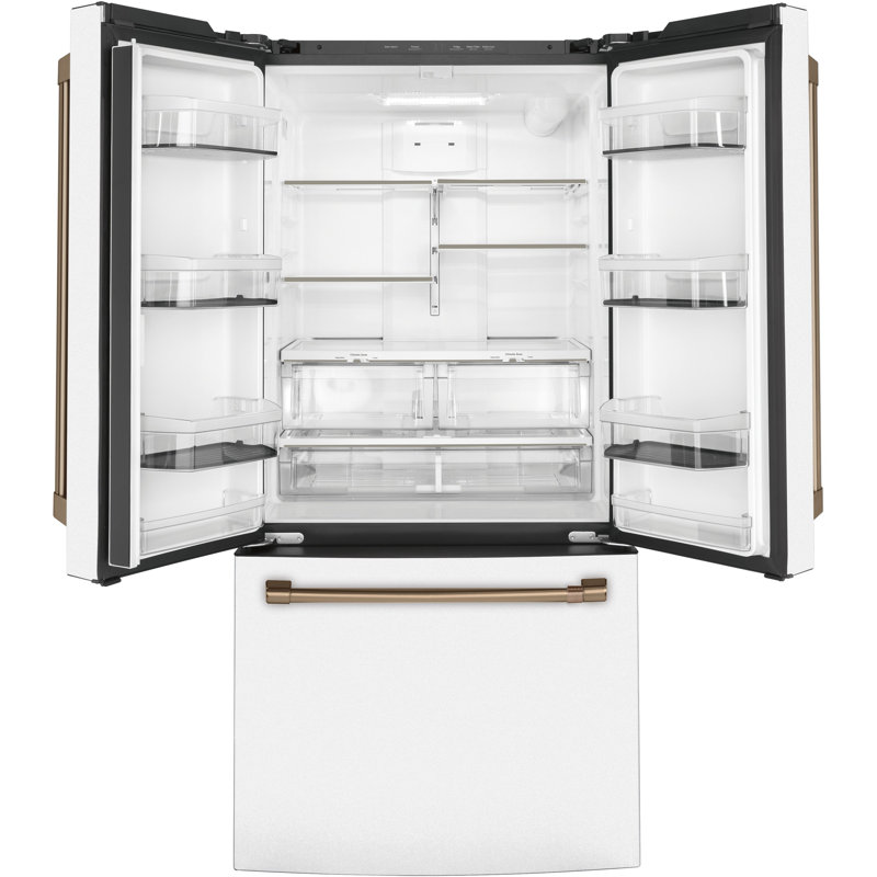 33" Counter Depth French Door 18.6 cu. ft. Smart ENERGY STAR Refrigerator, Matte White/Brushed Bronze