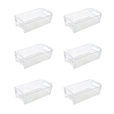 Bac de rangement transparent Ezystorage moyen, à retourner et empiler, pour réfrigérateur, cuisine et garde-manger