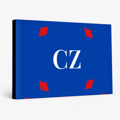 Czech Republic World Flag Luxury Diamond Monogram — Red Blue White — Canvas Wall Art