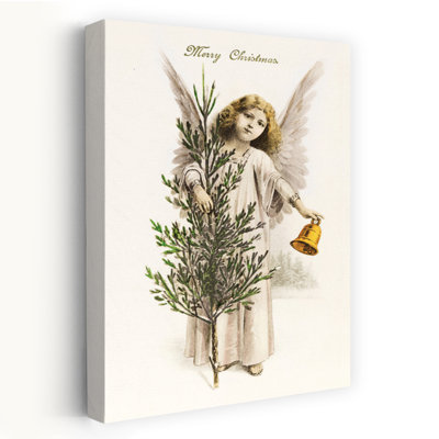 Merry Christmas Angel 1 Piece Wrapped Canvas Wall Art