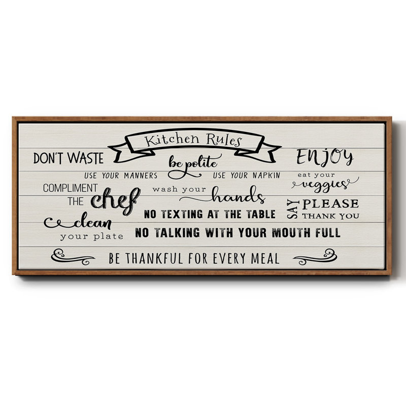 Rules of the Kitchen - Toile encadrée, H 8 po x l 20 po