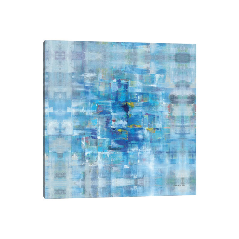 "Cases abstraites bleues" par Danhui nai, reproduction d’art, Toile tendue, Pas de tapis, H 37 po x l 37 po x P 1,5 po