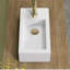 Petit lavabo de salle de bain, mini vasque rectangulaire à montage mural de 15 po x 7 po pour vestiaire de salle d'eau, conception flottante peu encombrante, lavabo en céramique blanche facile à nettoyer (à droite)