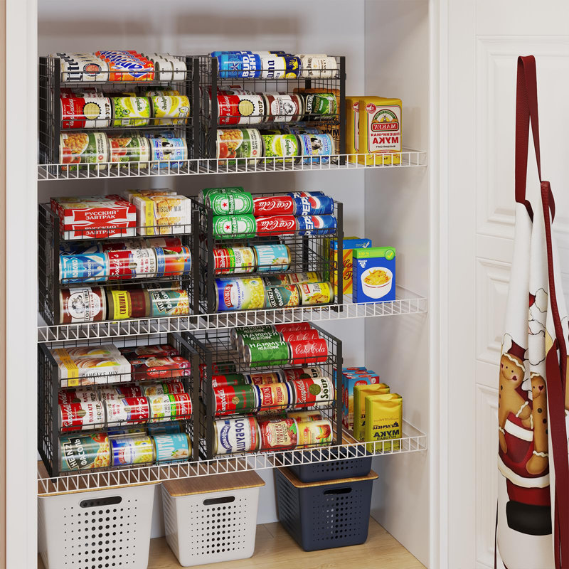 Stackable 6-Tier Can Organizer For Pantry, Adjustable Storage Rack Holds Up To 100 Cans, 2-Pack For Kitchen & Cupboard Organization