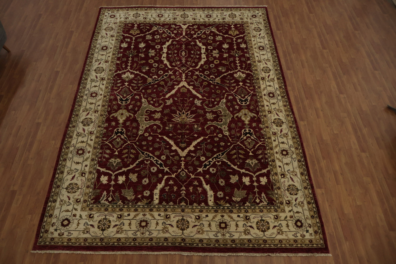 Maroon Vip Rug Bloomsbury Market Luxurious Maroon and Beige Floral Motif Rug for ...