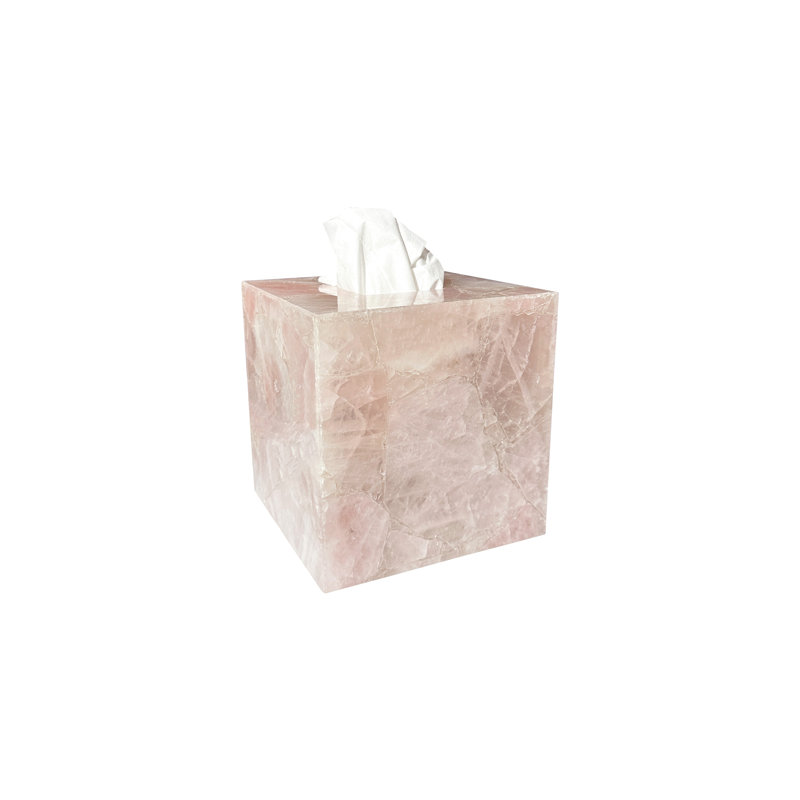 Premium Rose Quartz Tissue Box Cover
