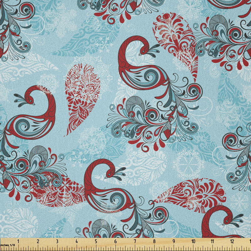 Peacocks Snowflakes Fabric