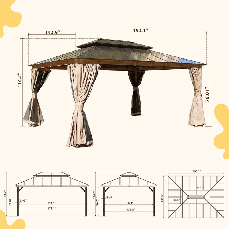 Pavillon de jardin d'extérieur en métal