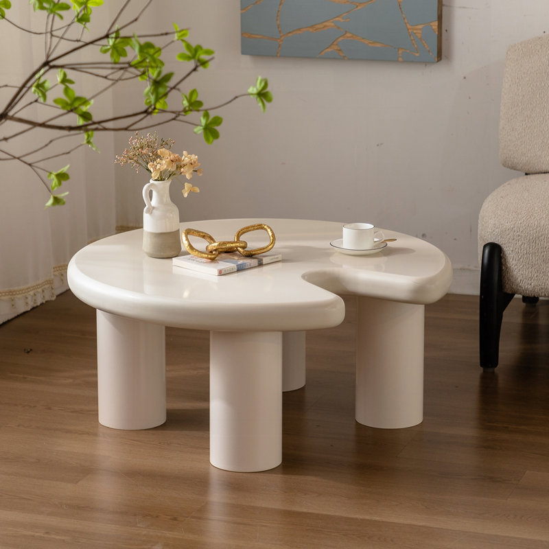 Ensemble de tables basses circulaires beige crème