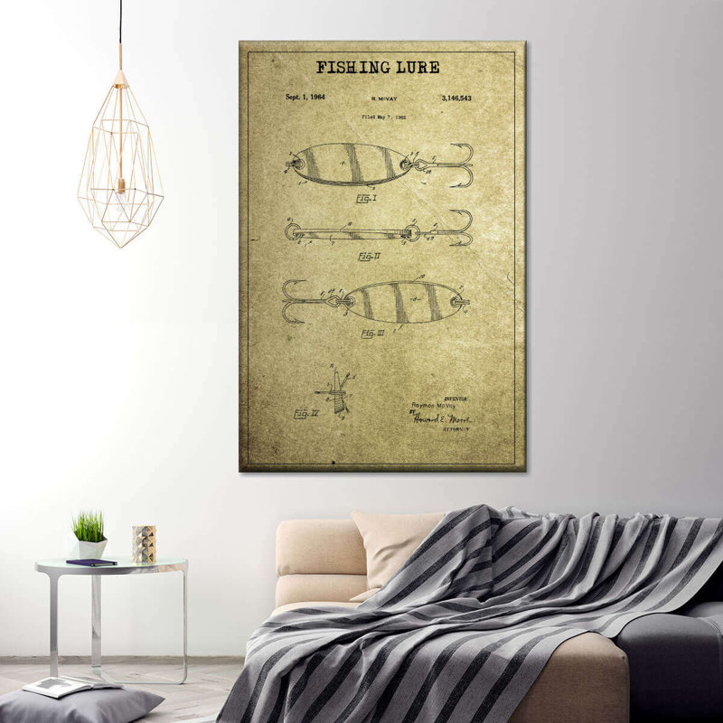 " Fishing Lure Patent " by Patent Hunter, 45" H x 30" W x 1.25" D