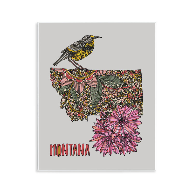 Art floral sur plaque murale Montana State par Valentina Harper