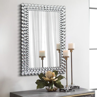 Bosmat Glass Framed Rectangle Wall Mirror Bathroom Accent Mirror Decorative Vanity Mirror